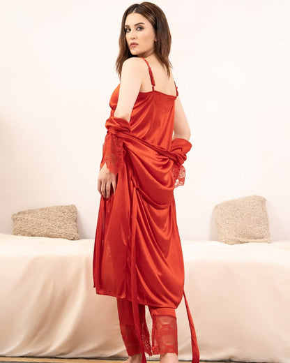 5 Piece Bridal Nighty Set Lycra Silk Jersey Non-Padded Nightwear (Art 361)