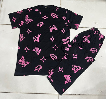 Black Butterfly Printed Night Suit
