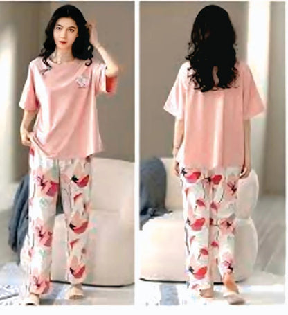 Long Leaf Printed Night Suit