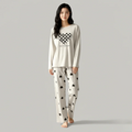 Grey Puzzle Heart Printed Night Suit – Soft Cotton Sleepwear
