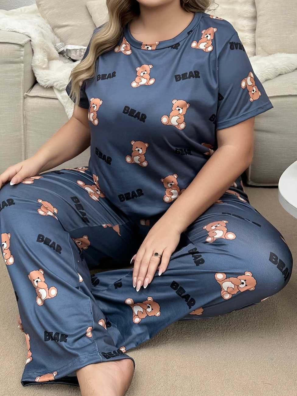 Cozy Bear Printed Night Suit for Women