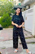 Black Printed Capri Night Suit – Soft Cotton Sleepwear