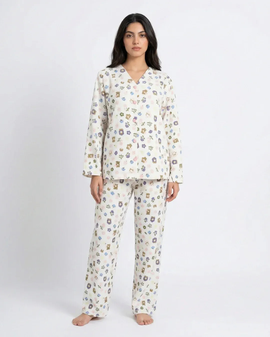 Summer Crinkled Pajama Suit – Pastel Bloom