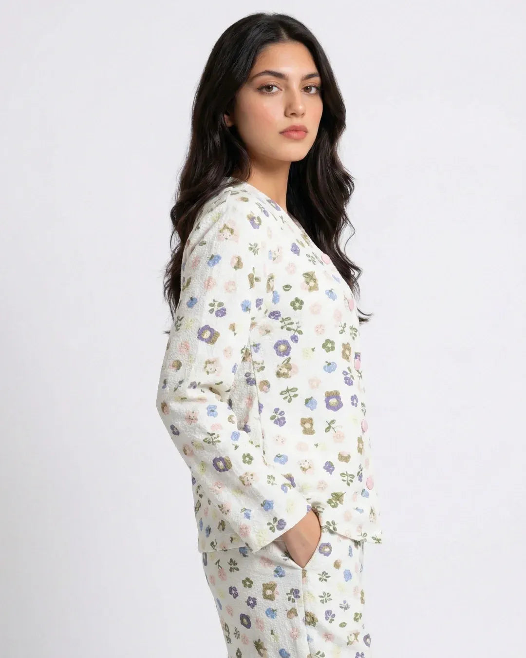 Summer Crinkled Pajama Suit – Pastel Bloom