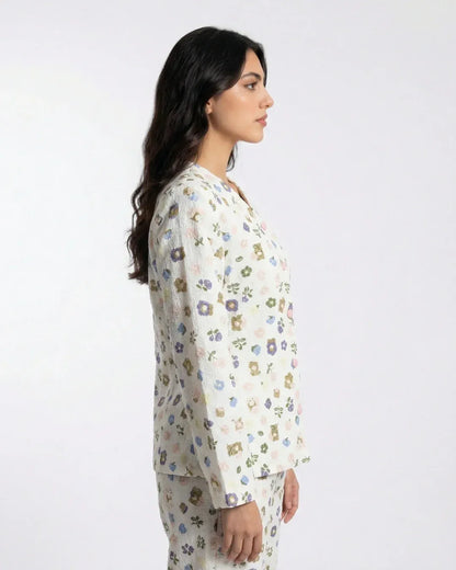 Summer Crinkled Pajama Suit – Pastel Bloom