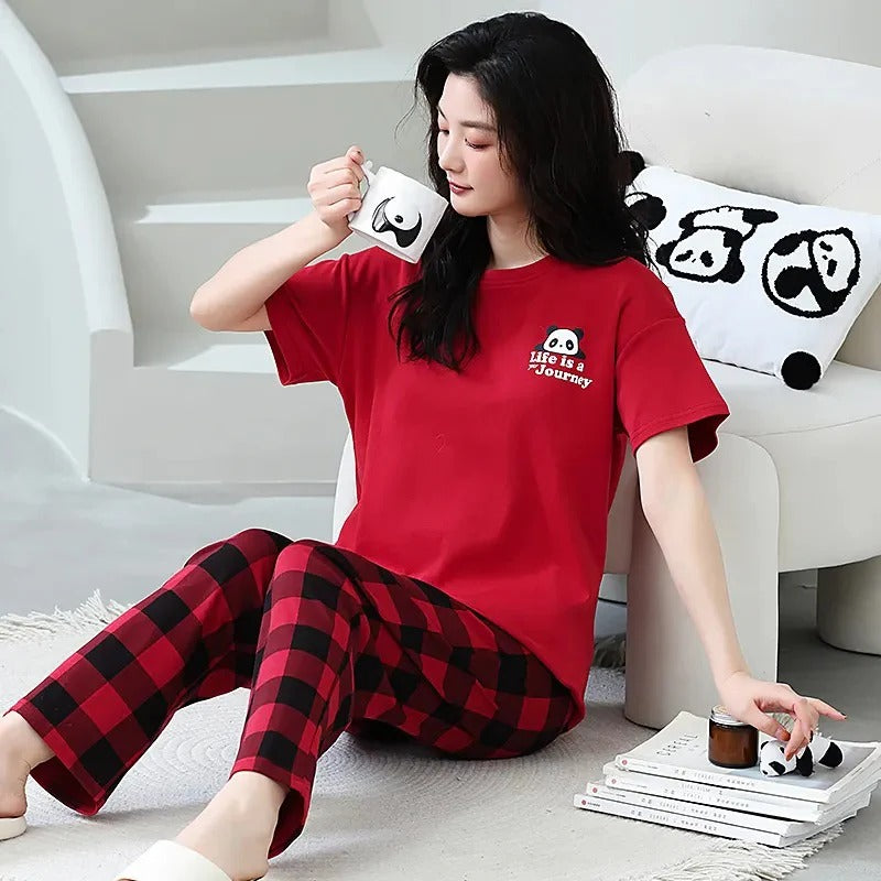 Red Panda Printed Night Suit for Girls
