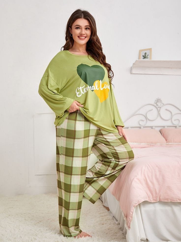 Eternal Love Full-Sleeves Printed Night Suit for Women – Soft & Comfortable Sleepwear