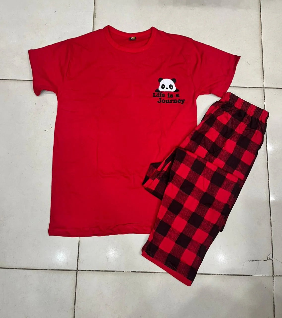 Red Panda Printed Night Suit for Girls