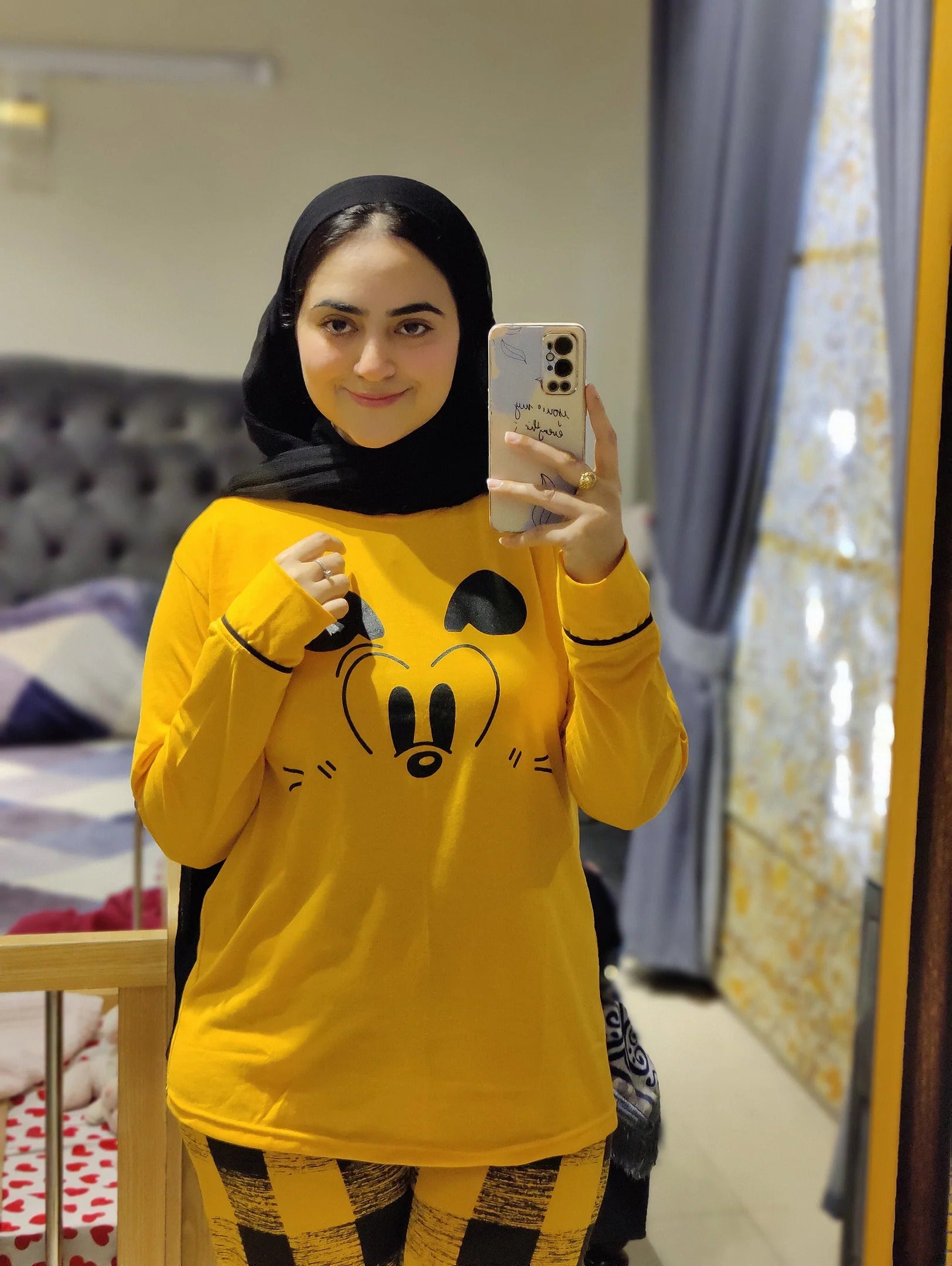 Yellow Mickey Mouse Printed Night Suit