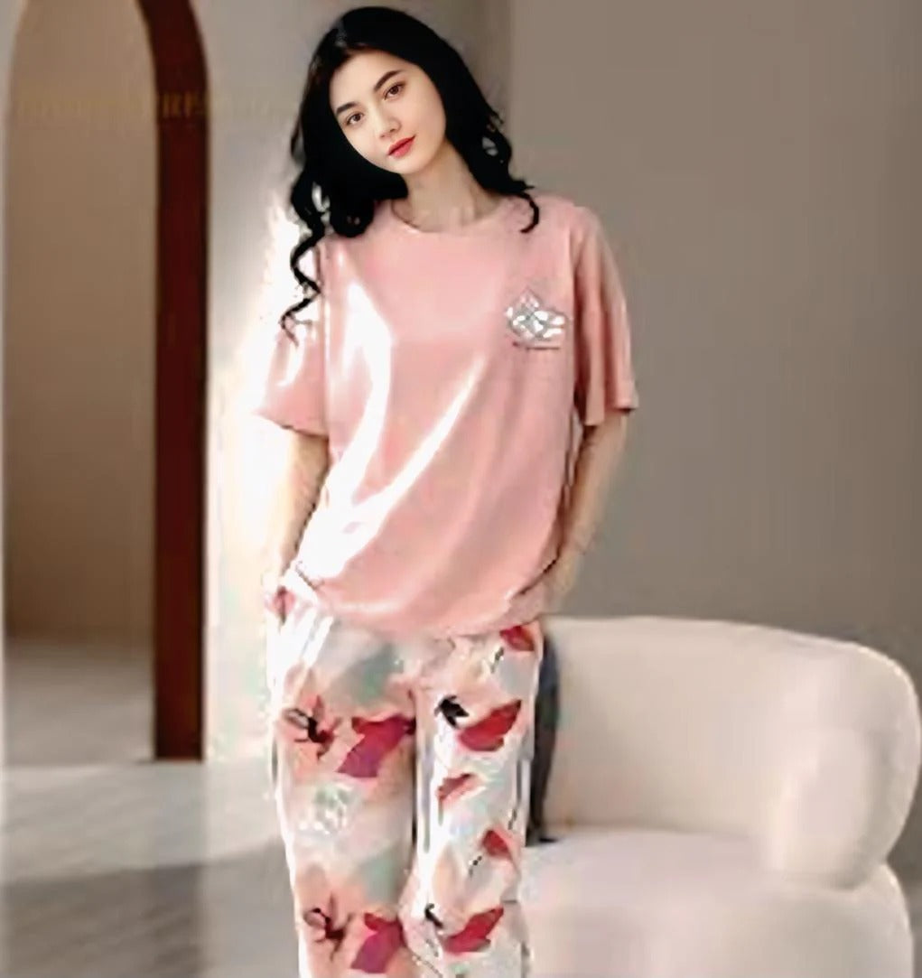Long Leaf Printed Night Suit