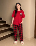 Red Panda Printed Night Suit for Girls