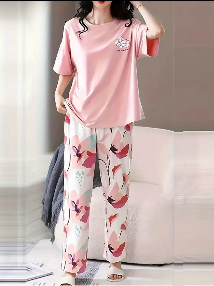 Long Leaf Printed Night Suit