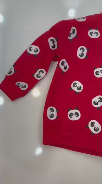 Red Panda Printed Kids Fleece Tracksuit