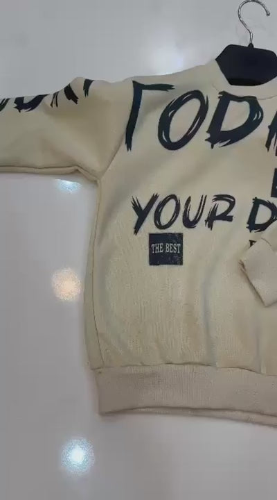 Green Your Day Printed Kids Fleece Tracksuit